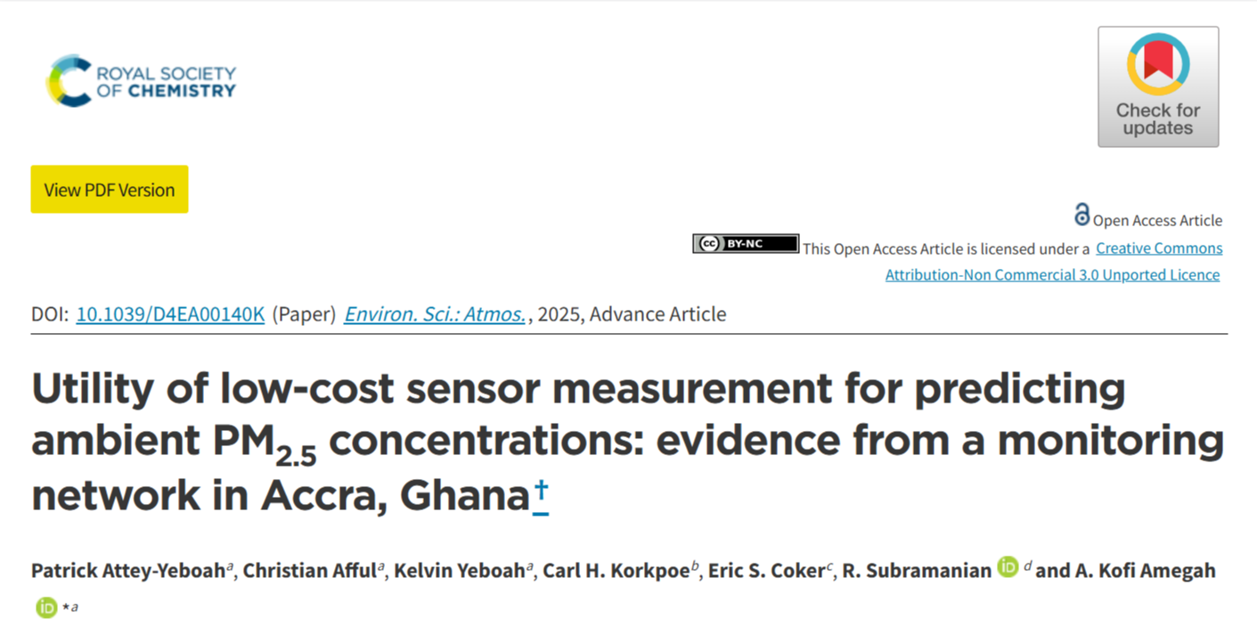 Utility of low-cost sensor measurement for predicting ambient PM2.5 concentrations: evidence from a monitoring network in Accra, Ghana